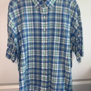 Vineyard Vines Blue and Green Casual Button Down Shirt Size 2XL XXL